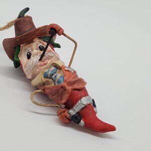 Rustic Country Western Christmas Ornament Cowboy Chili Pepper Hat Pipe 5.25"